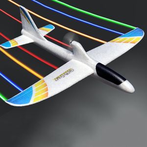 Simulatorer flygplan lysande USB laddning elektrisk hand kastar glidflygplan mjukt skum färgade ljus diy modell leksak för barn gåva 0 221122