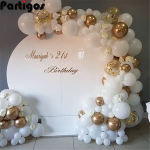 Noel Süslemeleri 98 PCS Beyaz Balonlar Çelenk Kemer Kiti Konfeti Metalik Altın Pastel Lateks Balon Bebek Duş Doğum Günü Mezuniyet Partisi Dekor 221122
