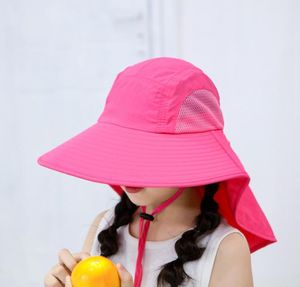Tampa de retalho ao ar livre crianças leves capa dobrável Sun Hat para roupas esportivas com cinta de queixo de pescoço ajustável Hats9386323