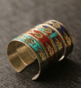 Verkauft Tibet Nepal Folk Style Schmuck handgefertigt Tibetan Silbertürquoises Armband Vajra Eröffnungsarmarm belustig