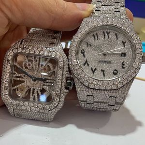 Lüks Saatler Erkek Saat Designer Saatler Yüksek Kaliteli Hareket Saatleri Erkekler Moissanite Saat Izgara Saat Diamond Watch Montre Otomatik Mekanik Saat 046