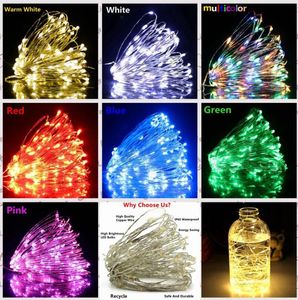 LED String Light Cooper Wire Fairy Amarelo Branco Casa Casa de Natal Decorações de Jardim Decorações à prova d'água Luzes decorativas C1122