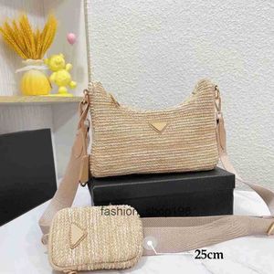 designers bags women handbags large capacity messenger bag luxurys lady wallet handbag straw woven three in one underarm bag 2024