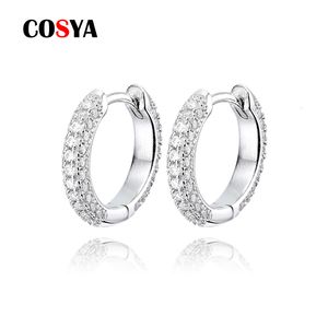 Hoop Huggie COSYA 925 Sterling Silver D VVS1 Tutti i diamanti con GRA Orecchini completi per le donne Regali per feste di nozze Gioielleria raffinata 221119