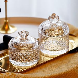 Storage Bottles Crystal Roman Glass Jar Exquisite Embossed Small Candy Wedding Festive Makeup Jewelry Home Decoration