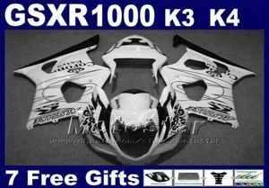 Niestandardowy zestaw motobike dla Suzuki GSXR 1000 K3 2003 2004 Biała czarna Corona Fairing Zestaw GSXR1000 03 04 Fairings Bodywork GSXR1000 GH6284611