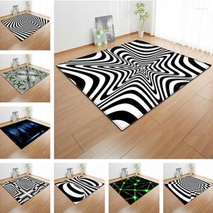 Mattor Abstrakt Visual Black and White Carpet Art Stor vardagsrum Mattan Bedroom Parlor Tapete 3D Print Kid Alfombras