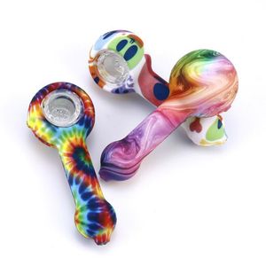 Smoking Pipes Mini Pyrex Glass Pipes Oil Burner Pipe Smoking Accessories Beautif Colored 3D Pink Purple Spoon Hand 2.9 Inch Zyc26 Dr Dhnue