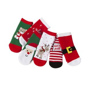 1–9 Jahre alte Baumwoll-Weihnachtssocken, 4 Größen, Frühling, Winter, Herbst, Baby, Mädchen, Jungen, Kinder, niedliche Cartoon-Socken, Kinder, gestreifter Frottee-warmer Schneeflocken-Elch-Weihnachtsmann-Strumpf