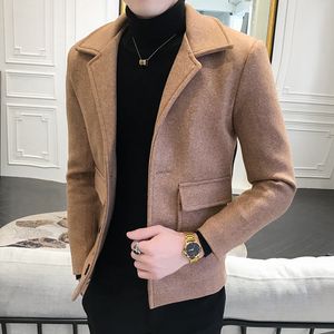 Men's Wool Blends High Quality Winter Solid Color Woolen Jacket Casual Business Trench Coat All-match Social Clothing Streetwear Overcoat 221123