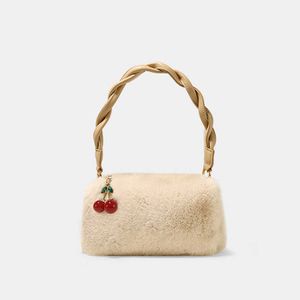 Bolsas de noite Mulheres Design Bear queijo Novo Caso de inverno Moda feminina Handbag de boa qualidade L221014