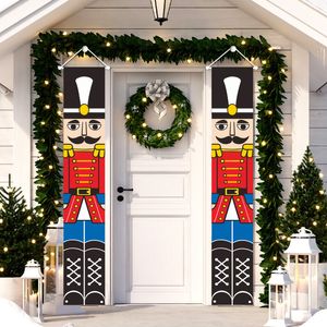 Juldekorationer ￥r 2023 Nutcracker Soldier Banner Merry Christmol Decoration Home Door Curtain Couplet Porch Hanging Ornament Xmas Decor 221123