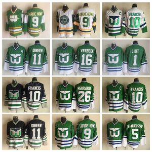 Throwback Hartford Retro Whalers Hockey 16 Patrick Verbeek Jersey Vintage 26 Ray Ferraro 5 Ulf Samuelsson 9 Gordie Howe 1 Mike Liut 10 Ron''nhl''Shirt