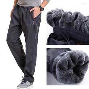 Men's Pants Fleece Thick Men Outside Winter Pant Velvet Warm Straight Thermal Mens Wool Heavyweight Zipper Trousers Male Joggers