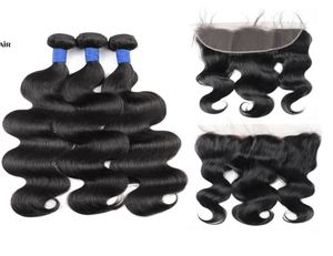 ISWHOW BRAZILIAN BODY WAVE Virgin Human Hair Bunds With St￤ngning 13x4 Spets Frontal Wet and Wavy Weaves Extensions for Women All AG9082451