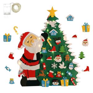 Decora￧￵es de Natal Decora￧￣o em casa Diy Felt Christmas Tree Wall Holding Artificial Xmas Tree com Papai Noel Snowflakes Ornament Year Kid Presente 221123