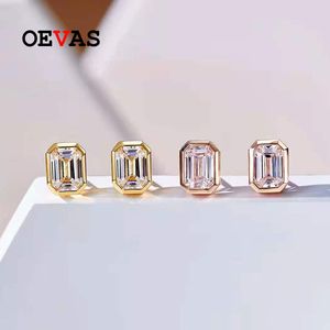 Stud OEVAS 100% 925 Sterling Silver 1 Carat Square High Carbon Diamond Earrings For Women Sparkling Wedding Party Fine Jewelry 221119