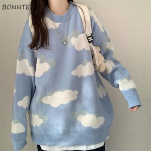 Kadın Sweaters Kadınlar Harajuku Güzel Şık Tepeli Basit Yumuşak Gevşek Sonbahar Bahar Gençler Sıradan Moda Koreli Kızlar Pullover 221123