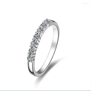 Cluster Rings Lovely Simple Solid Platinum PT950 Ring Seven Stones Diamond Engagement For Women Original White Gold Brilliant Forever