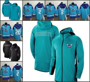 Charlotte''hornets''men 75th Anniversary Performance Showtime Full-Zip Terry Rozier III Lamelo Ball Aqua Lace-up Pullover Hoodie