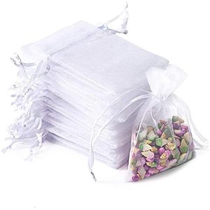 Worki do pakowania 100pcs/działka torby biżuterii organza torby prezentowe ponowne użycie pakietu Pakowanie Dstring Pakiet bransoletki na Boże Narodzenie Baby DHPVI