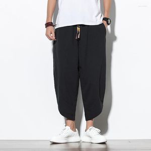 Herrenhosen Herren Herren Haremshose mit weitem Schritt, lose, große, geerntete Hose, weitbeinige Pumphose, koreanischer Stil, Baggy-Streetwear