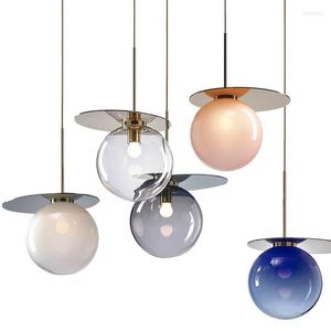 Lampadari Nordic Modern Hanging Loft 5 Colori Lampada a sospensione Lustro in vetro Lampada a sospensione Industrial Decor Lights Fixtures E27 Per cucina ristorante