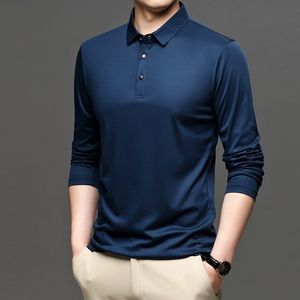 Herren-Poloshirts, personalisierbar, personalisierbar, Herren-Poloshirt, langärmelig, Werbung, A1336, tiefgrün, grau, blau, schwarz, Baumwolle, Spandex 221122