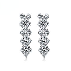 3A Austria Diamond Stud Luxury Heart Designer أقراط مشرقة Crystal أصلية 925 Sterling Silver Charm Zircon Roman Love Enring Ebring Wedding Jewelry