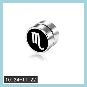 Other 12 Stainless Steel Constell Magnet Earrings Horoscope Clip On Ear Rings Fashion Jewelry For Women Men Drop Delivery Dhzlv