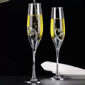 Wine Glasses Wedding Crystal Champagne Metal Stand Flute Goblet Party Couple Valentine's Day Gift 200ml Inventory Wholesale ss1123