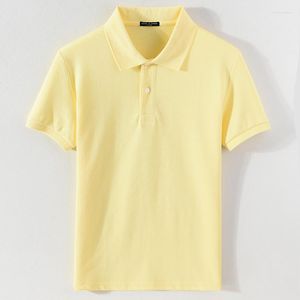 Polos de algodón para hombre, camiseta de verano para hombre, camisetas cómodas de color amarillo sólido, camisetas informales de marca de varios colores, Chemise XS-5XL