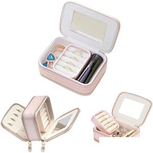 Jewelry Boxes Small Jewelry Box Double Layer Travel Organizer Cute Pu Leather Display Boxes For Rings Earrings Bracelets Necklace Dr Dhctc