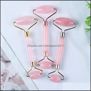 Face Massager China Factory Natural Jade Facial Mas Roller High Quality Thick Handle Double Head Rose Quartz Face Drop Delivery Heal Dhl1S