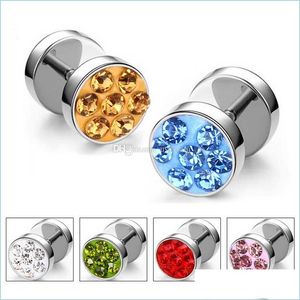 Ohrstecker Edelstahl Hantel Ohrstecker Damen Herren Diamant Ohrringe Hip Hop Modeschmuck Geschenk Drop Lieferung Dhxn1