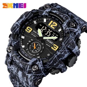 Нарученные часы Skmei Shock -Rypenting Digital Men Смотреть двойное движение 3 Time Sport Sport Начатки Мужские водонепроницаемые электронные часы Montre Homme 1637 221122