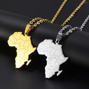 Colares pendentes Anniyo aço inoxidável África mapa diferentes países jóias para homens Acessórios africanos #299721