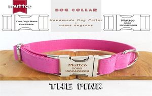 MuttCo varejista antilost Acessório de cães Personalizada Dog Id Tag Collar The Pink Graved Dog Collar Leash Conjunto 5 tamanhos UDC076 LJ20