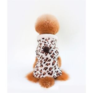 Dog Apparel Coral Veet Dogs Jumpsuit Four Legs Leopard Print Puppy Clothing Small Dog Pet Clothes Autumn Winter Warm New 5Kl J2 Drop Dhbkv