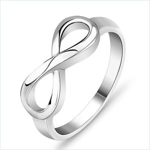 Pierścienie zespołowe Infinity Sier Ring Band Women Wedding Rings Prezent mody 080288 Drop dostawa biżuteria DH4WV