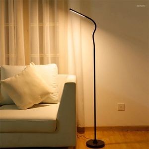 Lâmpadas de chão Controle remoto Lâmpada LED Silver preto 360 graus flexível moderno simples quarto de pé leve para a sala de estar Estudo 12w