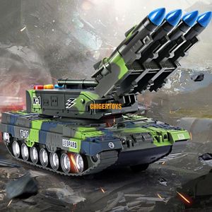Electric RC Car 360 Rotating Children s Toy Tank Simulation Model Tiger Military Armored Missile Sounding Glowing Boy Gift 221122
