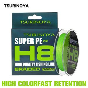 Linha de trança Tsurinoya 300m 150m 100m 8 tece pesca pe pesca H8 Casting Ultra-Long 8 Strand Multifilamento suave 14-50lb 221122