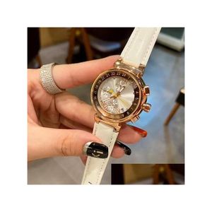 Relógios de pulso moda luxo mulheres relógios top esigner relógio 32mm diamante dial relógios de pulso pulseira de couro relógio de quartzo para senhoras chr dhdtp