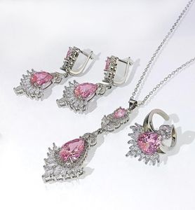 Accessori per feste di nozze Collane Orecchini set di anelli designer gioielli gioielli di moda diamanti rosa hipoallerge zircone scintillante