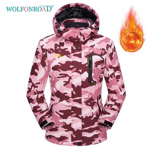 스키닝 자켓 Wolfonroad Winter Winter Heavyweight Snowboard 재킷 여성 야외 카모 열기 하이킹 코트 Windbreaker Outwear 221122