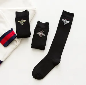 Wadensocken für Damen, schwarz, Lolita-Uniform, JK-Socken, japanische Herbst- und Winter-Kniestrümpfe, niedliche kniehohe Socken im Preppy-Stil