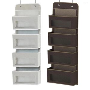 Storage Boxes Over Door Hanging Bag 6 Pouch Living Room Hat Mesh Pocket Holder Closet Home Organizer Accessories Coffee