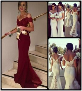 Eleganckie wino czerwone sukienki wieczorne Urocze czapka Syrenka Syrenka Kobiety Formalne sukienki VestaDos de Festa Long Druhna Sukienki