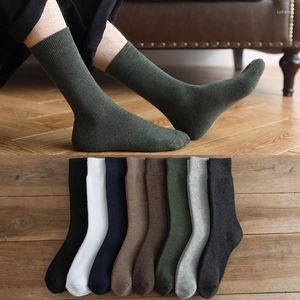 Men's Socks Fall Winter Warm Thickening Wool Men Pure Color Terry Thermal Sock Calcetines Calientes Cotton